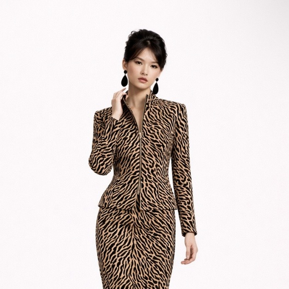 St. John Dresses & Skirts - ST. JOHN 2 pc suit Zebra Print Skirt jacket